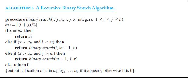 binary search algorithm recursive